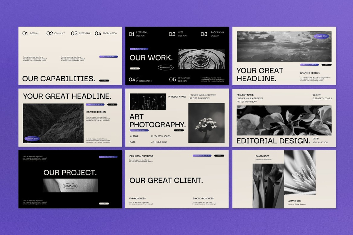 Black Cream Gradient Portfolio PPT, a Presentation Template by graphicook (Photo 3 of 4)