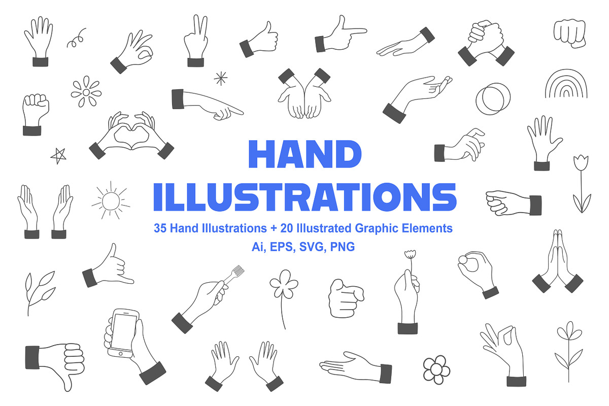 Vector Hand Illustrations, an Illustration by aivos (Photo 1 of 3)