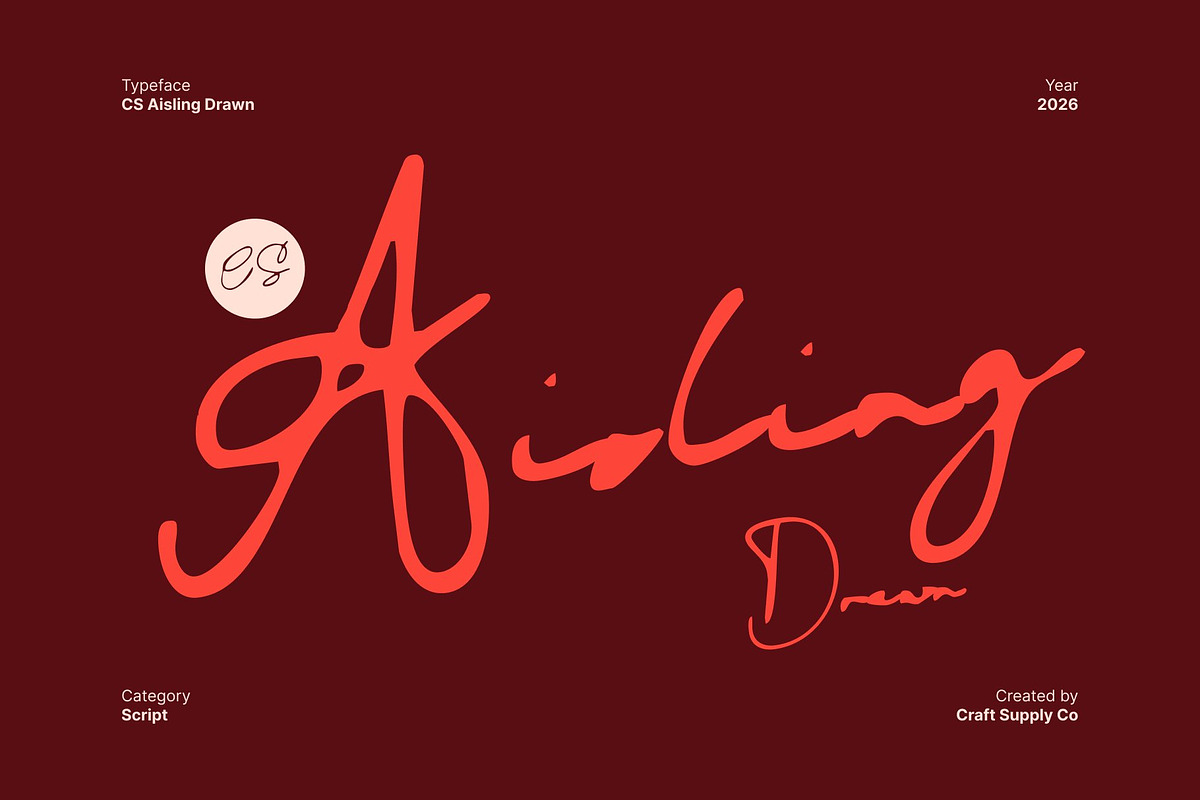 CS Aisling Drawn, a Handwritten Font by Craft Supply Co. (Photo 1 of 8)