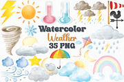 Watercolor Weather Clipart Set, an Illustration by CropUp Creative (Thumbnail 1 of 4)