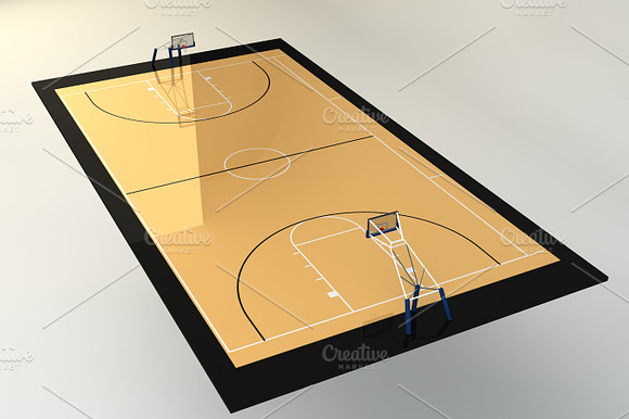 3D Illustration Of Basketball Court