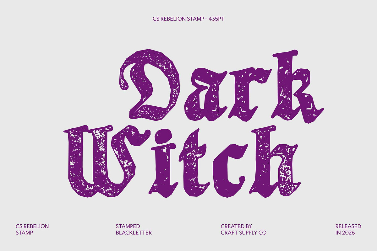 CS Rebelion Stamp, a Blackletter Font by Craft Supply Co. (Photo 2 of 8)