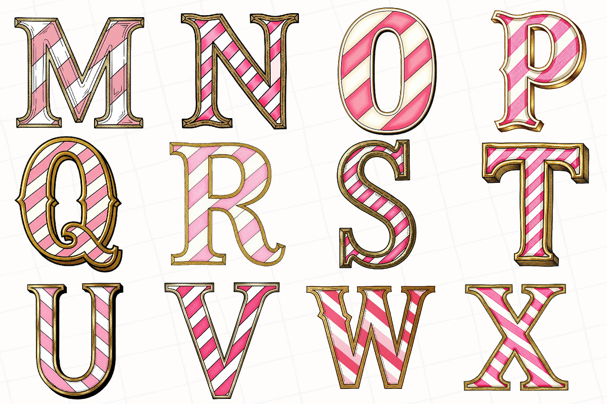 Candy Cane Alphabet Clipart, an Illustration by OK Design (Photo 4 of 5)