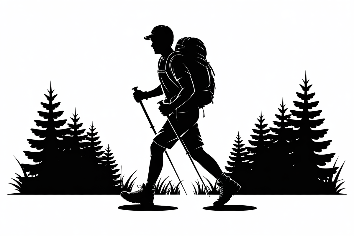silhouette hiker climbing a mountain, an Illustration by Amazin_art (Photo 2 of 17)