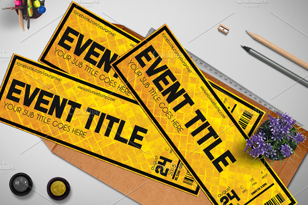 Golden Style Event Ticket, a Card Template by Tzochko (Photo 3 of 5)