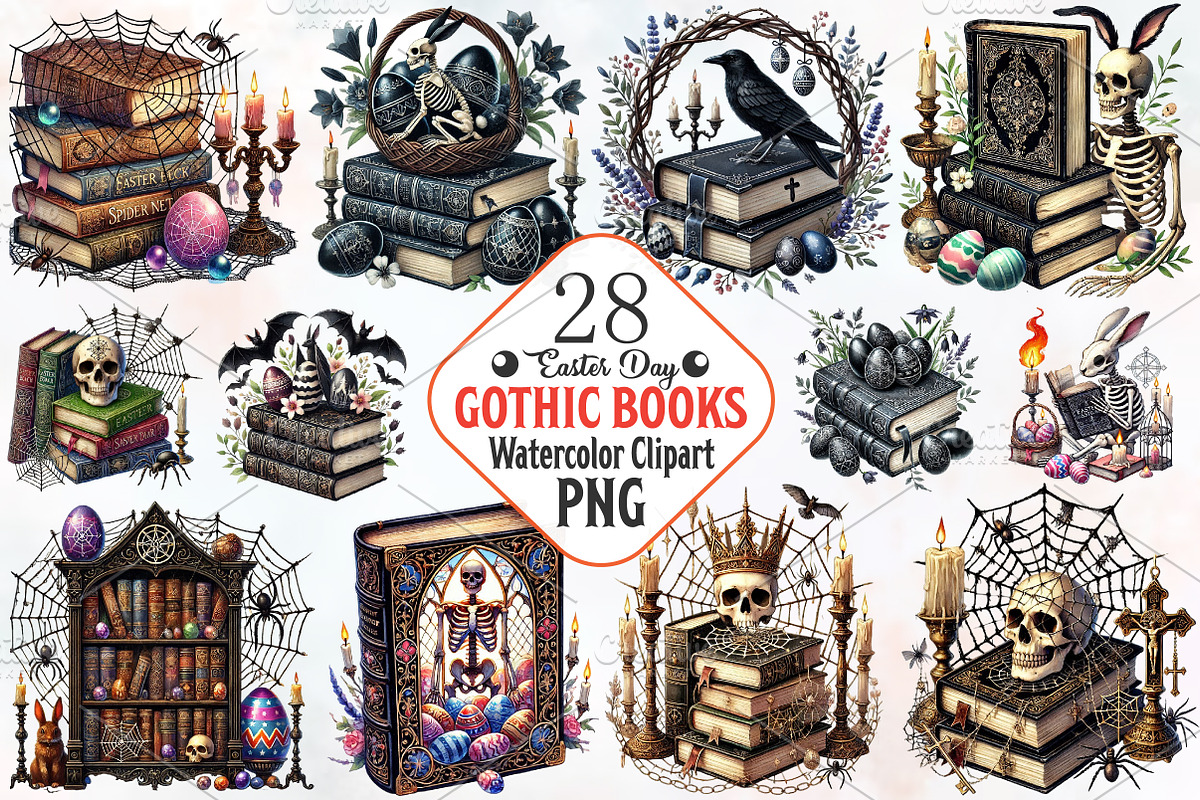 Gothic easter day books clipart, an Illustration by RobertsArt (Photo 1 of 7)