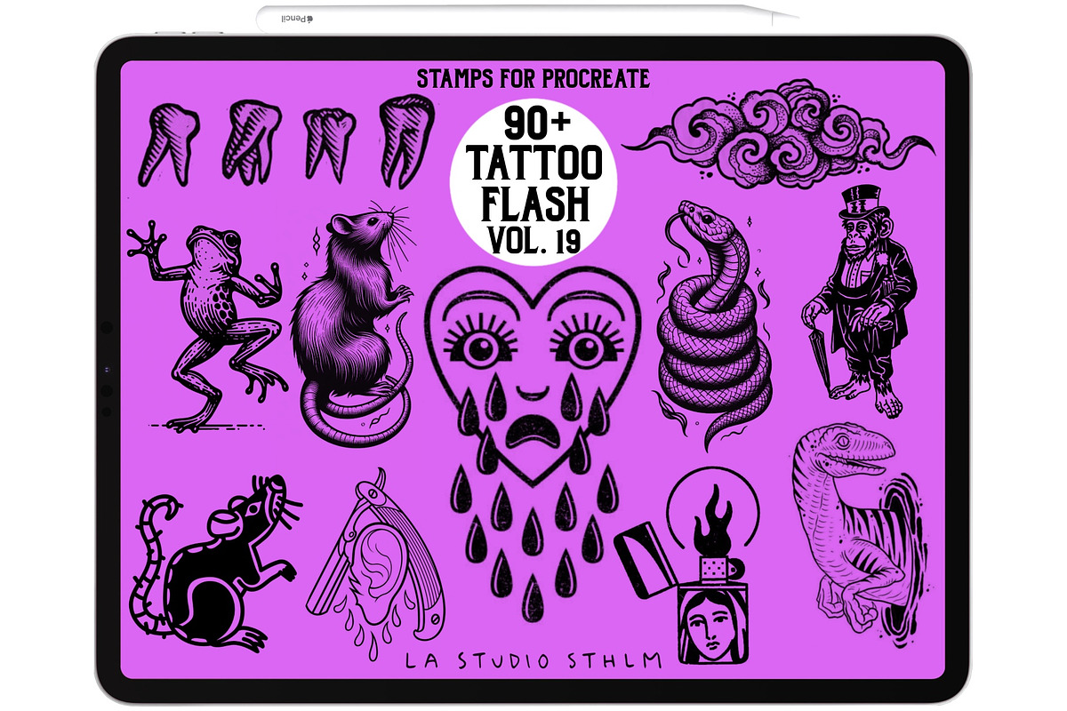 Tattoo Flash Vol. 19 - Stamp Set, a Brush Add-On by LA Studio Sthlm (Photo 2 of 6)