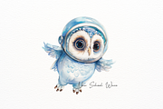 Watercolor Owl Clipart, an Animal Illustration by New-School-Wave (Thumbnail 2 of 5)