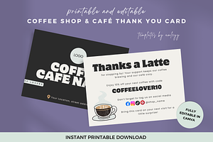 Coffee Shop & Café Thank You Card, a Card Template by Elegant_Studio44