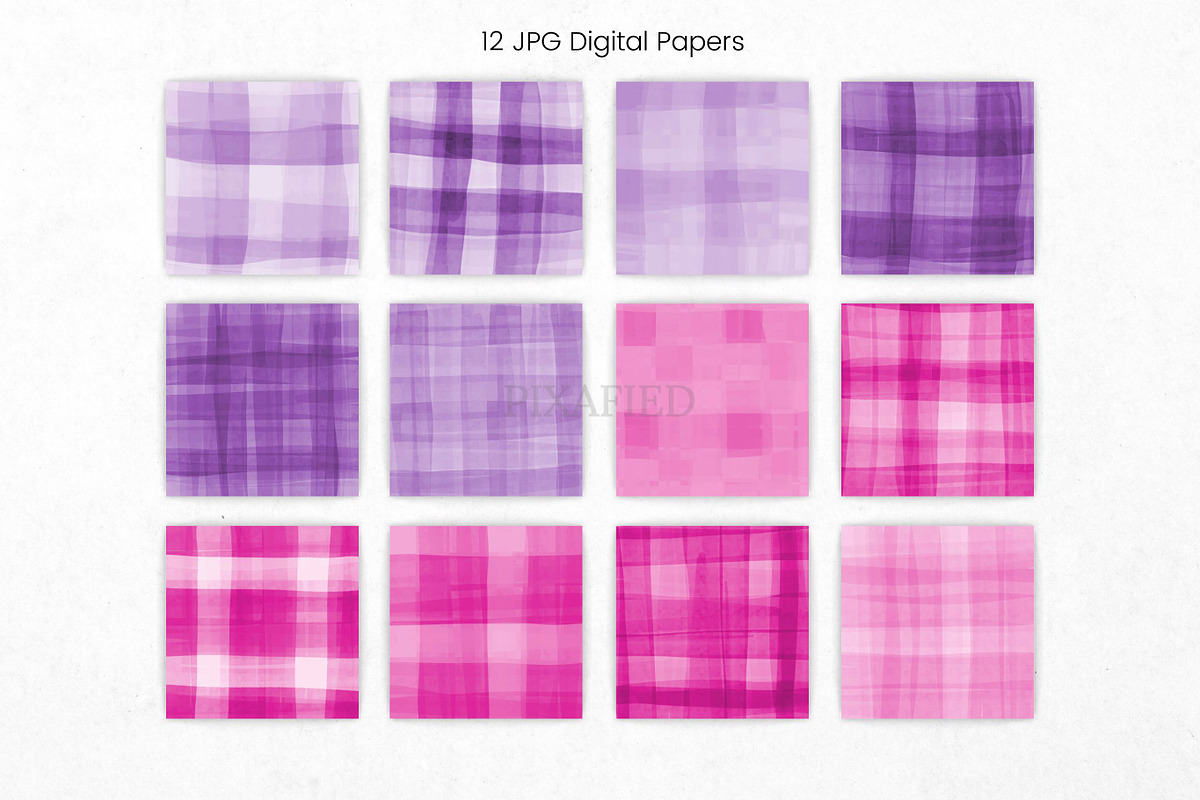 Pink and Purple Watercolor Plaid, an Illustration by Pixafied (Photo 2 of 3)