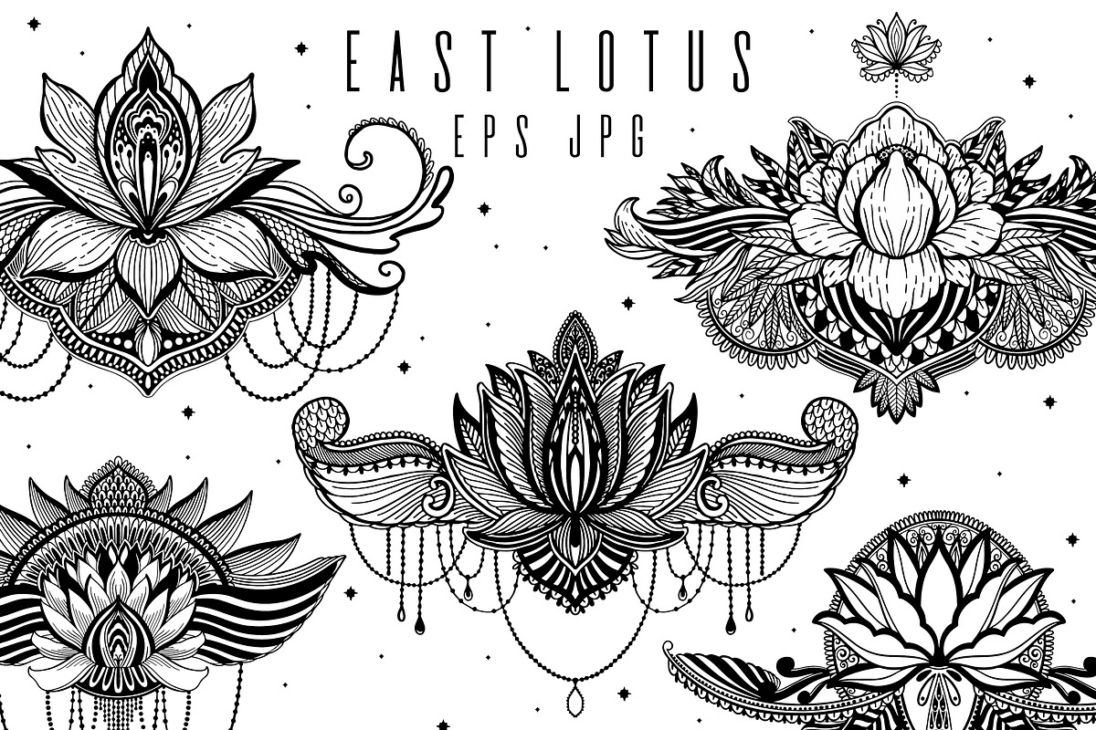 East lotus. Graphic set, a Decorative Illustration by Moonflora (Photo 1 of 4)