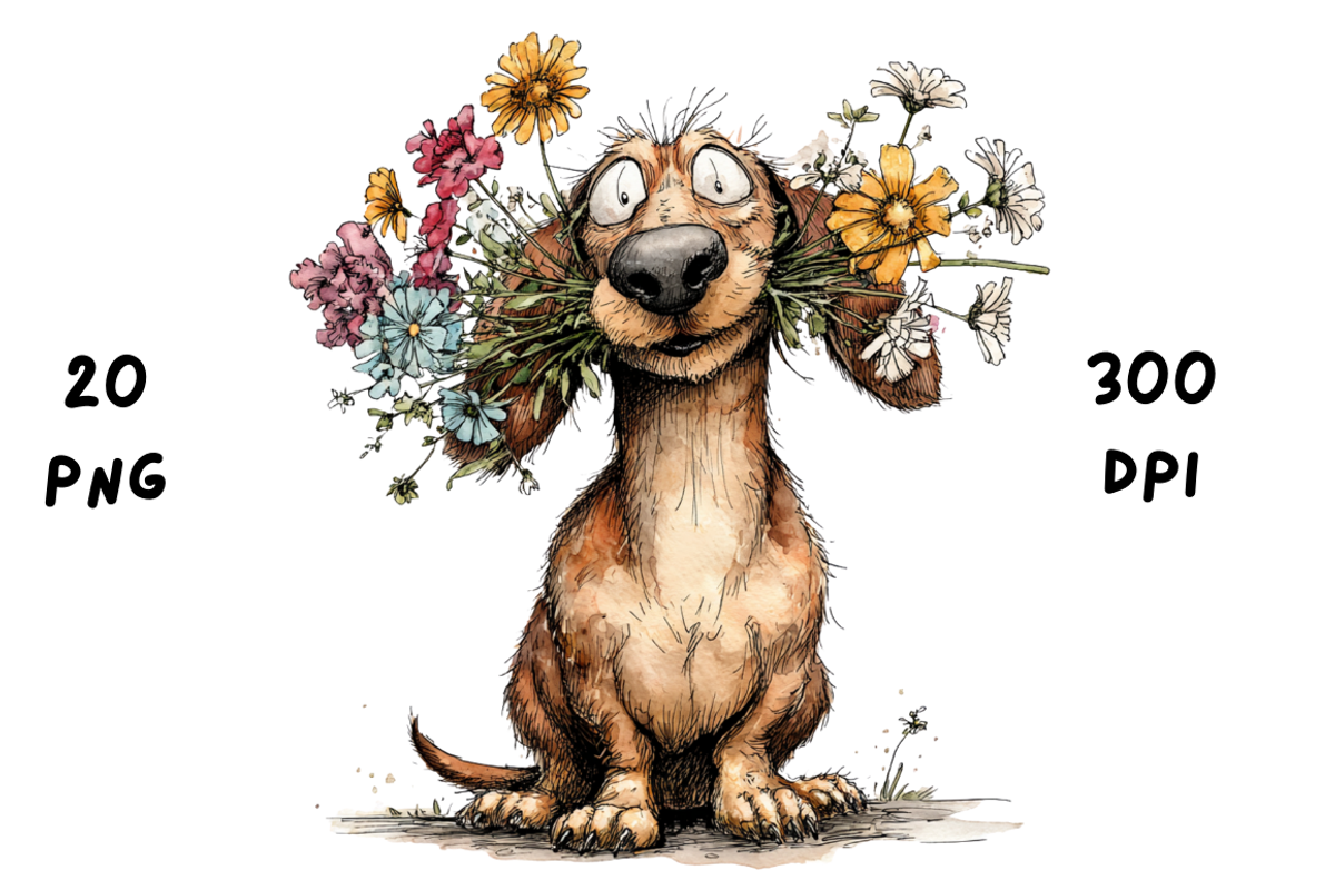 Whimsical Floral Dachshund, Cute Dog, an Animal Illustration by GiraffeCreative (Photo 19 of 20)