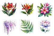 Watercolor Tropical Flowers Clipart, an Illustration by CreationArt (Thumbnail 4 of 5)
