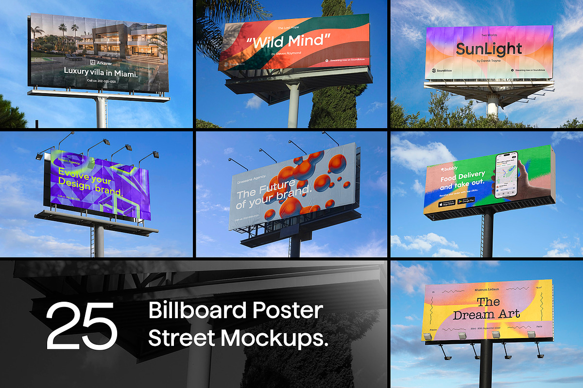 25 Billboard Poster Street Mockups, an Advertising Mockup by Asylab (Photo 1 of 29)