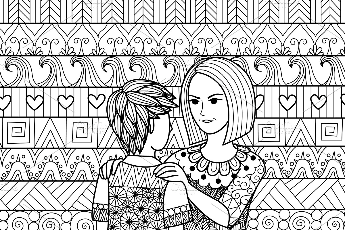 11 Mother's day coloring book page, an Illustration by Somjai King (Photo 11 of 13)