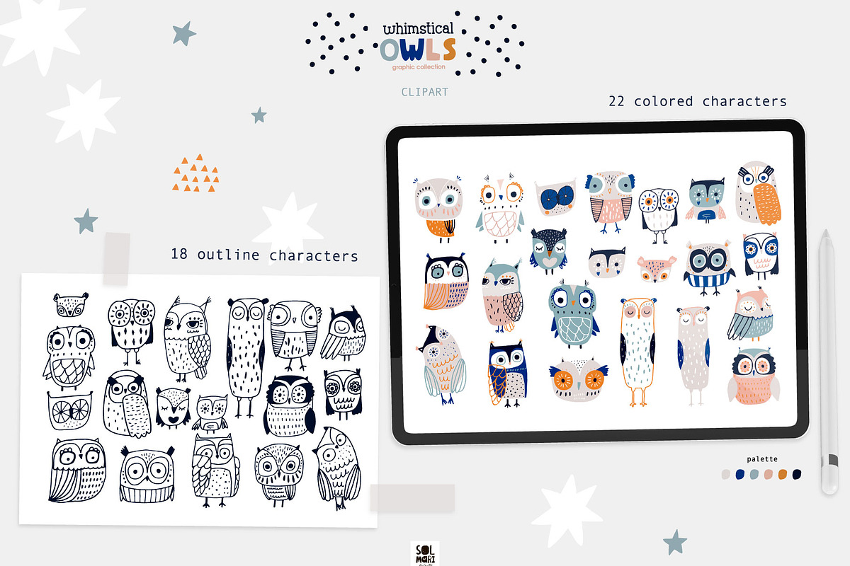 OWLsome graphic collection, an Animal Illustration by solmariart (Photo 5 of 6)