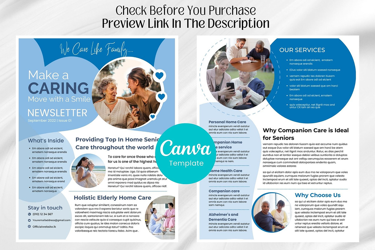 Canva Newsletter Template Caregiver preview 2