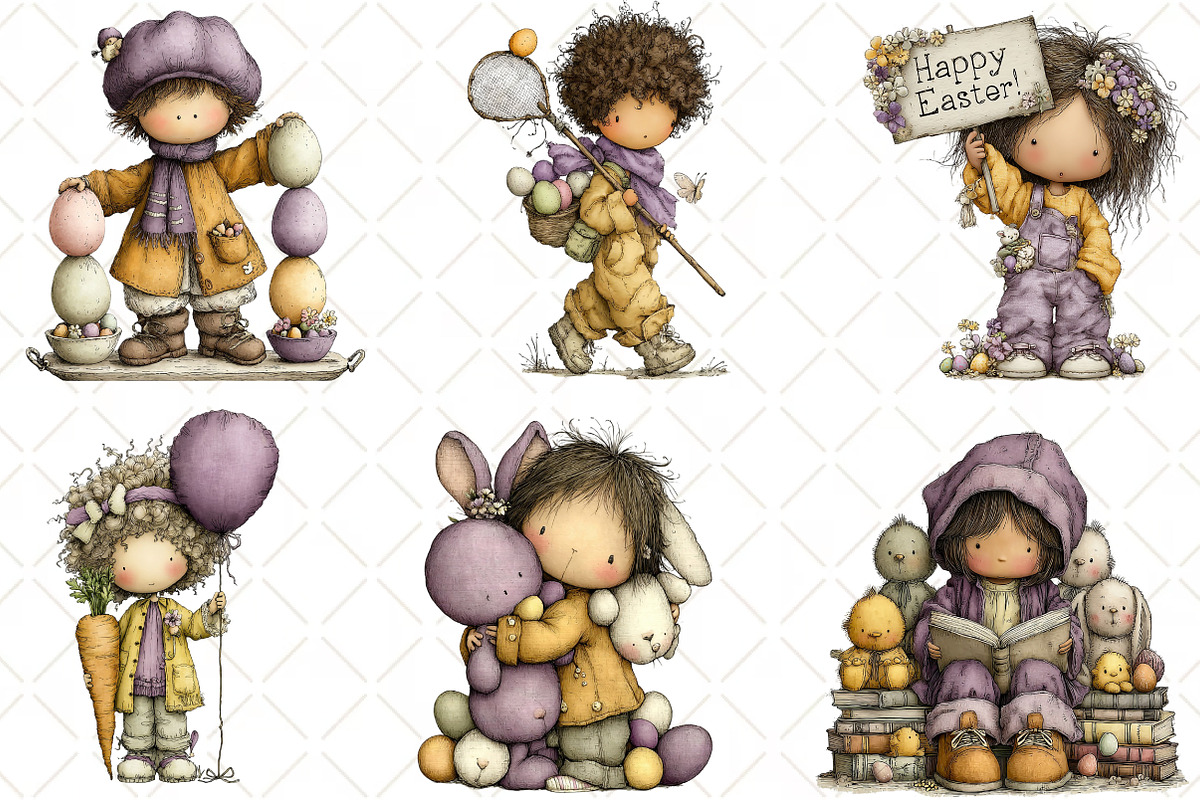 Whimsical Easter Kids Clipart, an Illustration by Black Bird Studio (Photo 5 of 6)