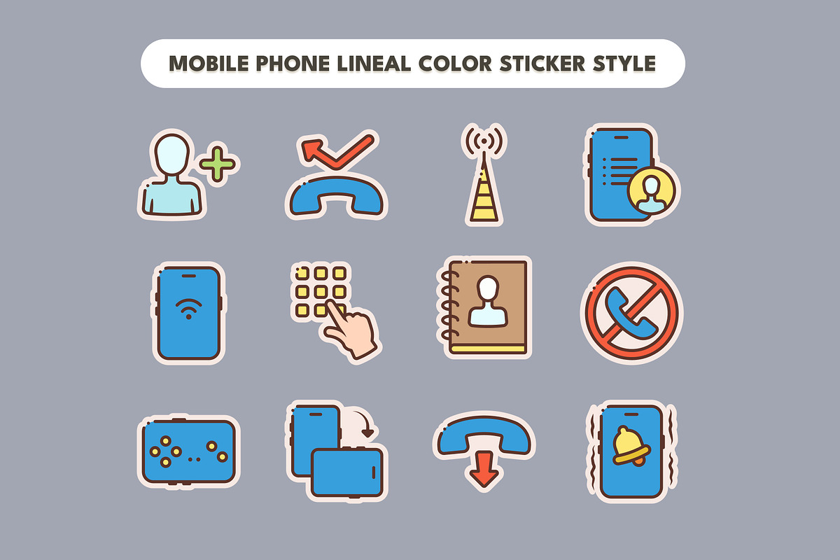 35 MOBILE PHONE LINEAL COLOR STICKER, an Object Graphic by agusrahar (Photo 3 of 4)