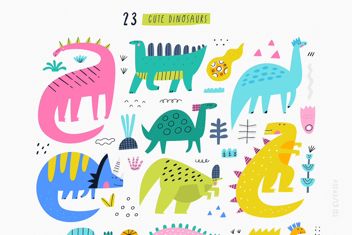 Dinosaur island - 250+ elements, an Animal Illustration by Olia (Photo 2 of 12)