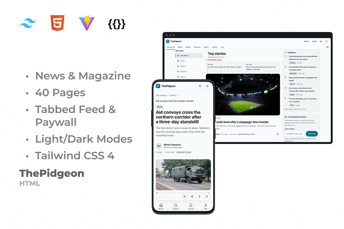 ThePidgeon | News Feed Template, a HTML Template by Mobius Studio (Photo 1 of 2)