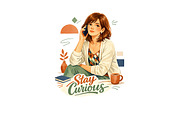Stay Curious Wall Art, Woman, a Background Graphic by LaseredNinja (Thumbnail 1 of 3)