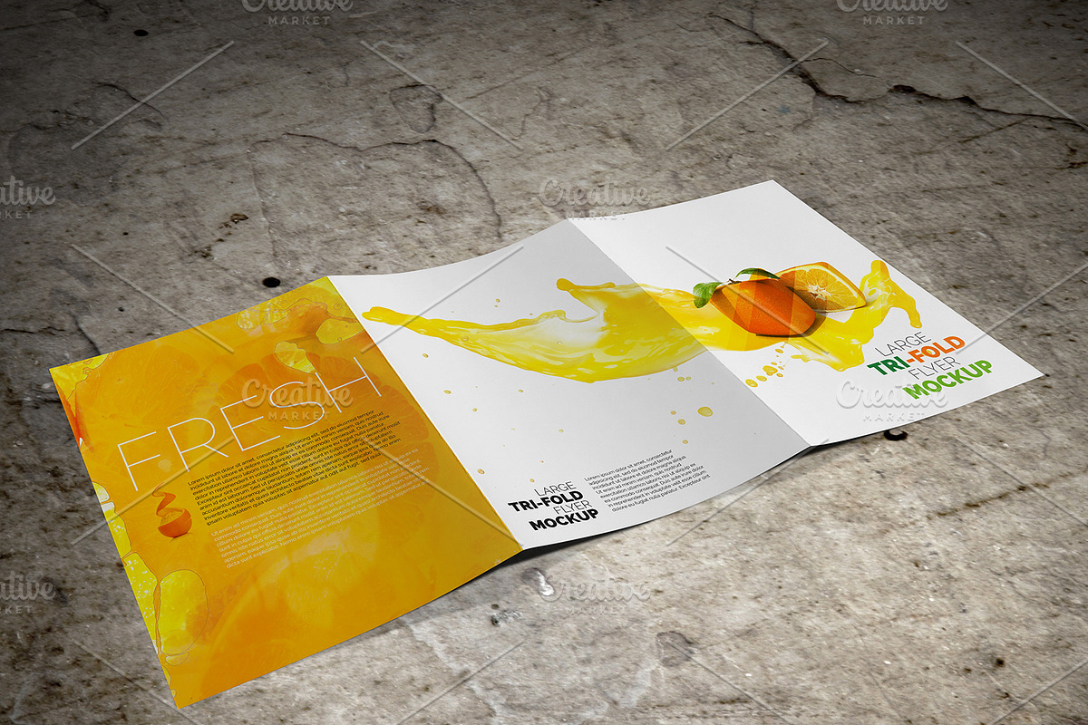 Large Trifold Brochure Mockup, a Mockup by Vectogravic Design