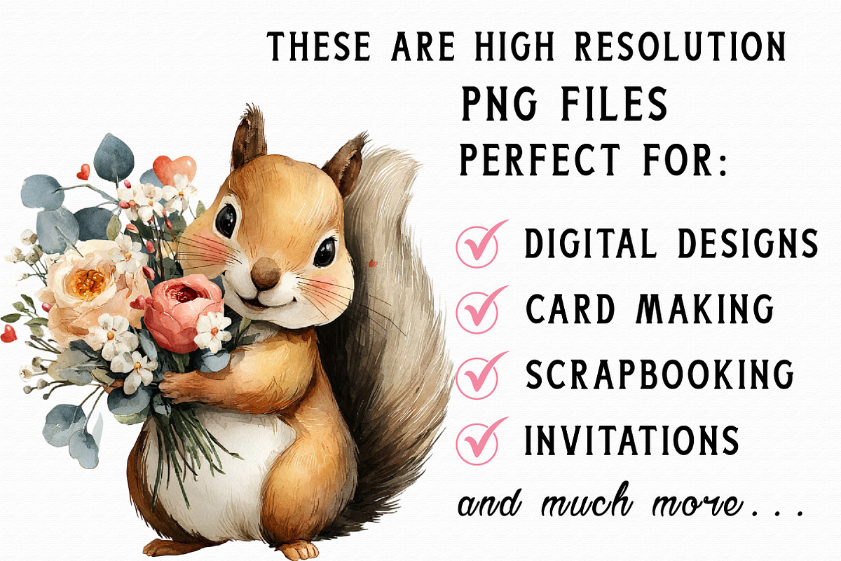 Valentine Squirrel With Flowers PNG, an Illustration by Libby Wishes (Photo 4 of 6)