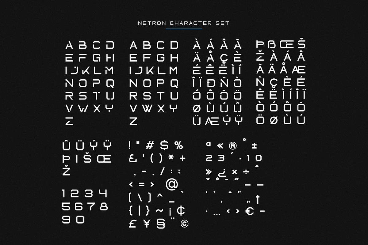 Netron - Futuristic Font preview 3