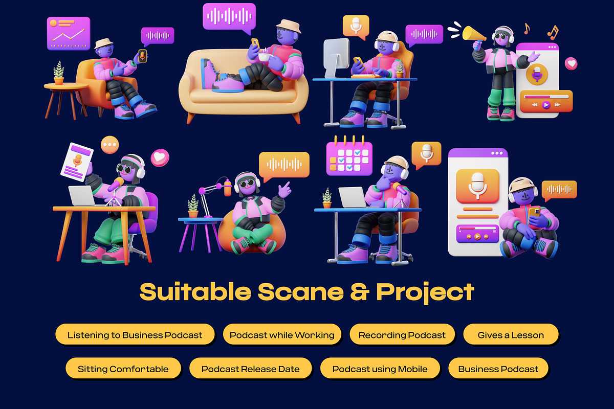 Live Streaming, Podcast 3D Character, a Characters & Person 3D Model by orenjidesign (Photo 4 of 8)