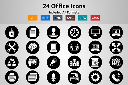 Line Circle Inverted Office Icons