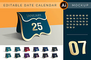 FULL EDITABLE DATE CALENDAR MOCKUP, a Product Mockup by M6 Gallery (Thumbnail 1 of 4)