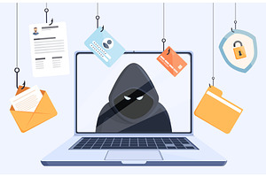 Phishing attack. Hacker on laptop, a Technology Illustration by Valerie Bodnar