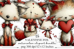 Valentine Fox Clipart, an Illustration by Designking