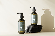 Dark Green Pump Bottle Mockups, a Packaging Mockup by MockupFree.Net (Thumbnail 1 of 8)