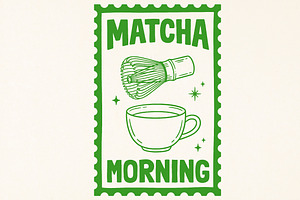 Retro Matcha Tea Cup PNG, a Seasonal Illustration by Canvas Craft