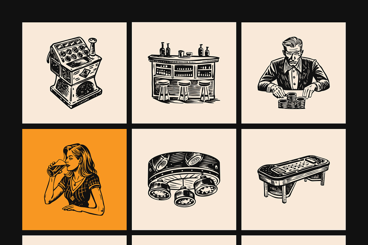 Vintage Casino Vector Illustration, a Person Illustration by Creative Stall (Photo 7 of 9)