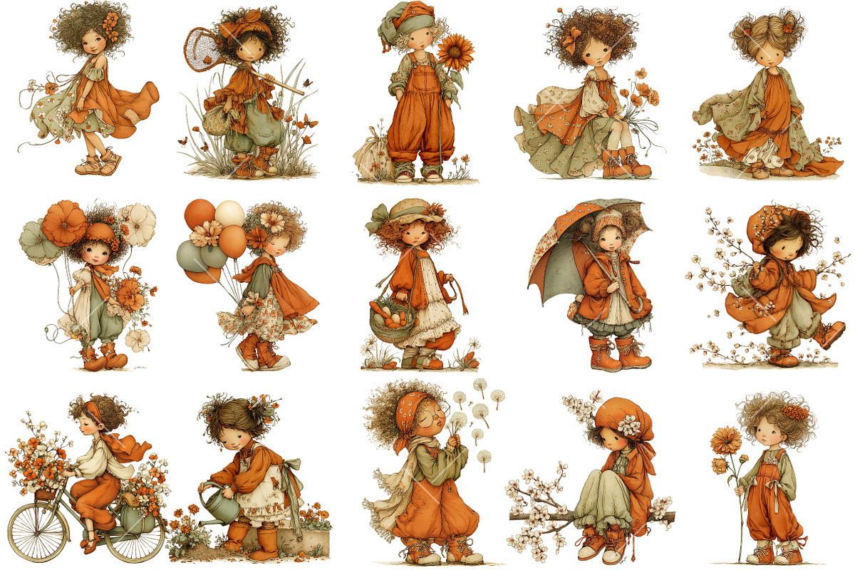 Whimsical Spring Girl Clipart, an Illustration by OK Design (Photo 3 of 6)