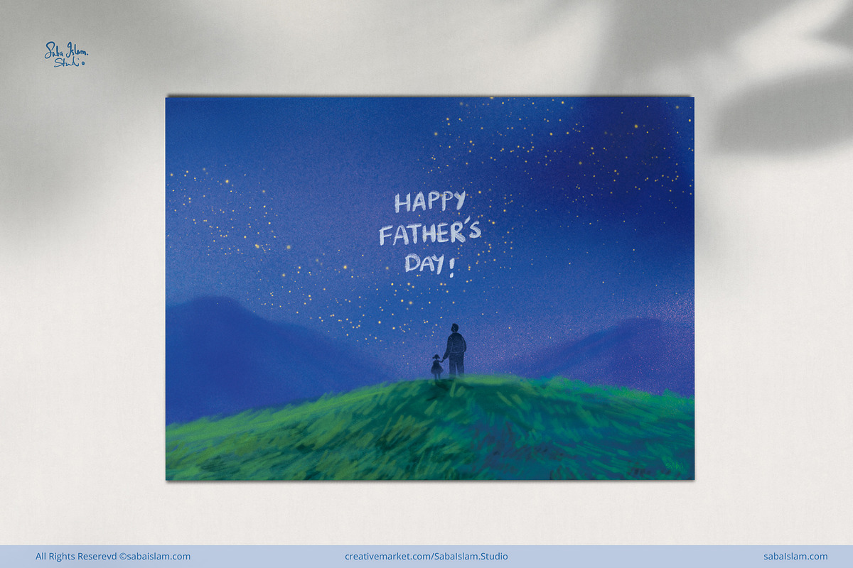 Mountain & Stars - Father's Day Card, a Card Template by SabaIslam.Studio (Photo 2 of 3)
