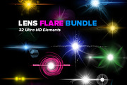 32 HD Optical Lens Flares & Stars, an Object Graphic by Oleg Ribar (Thumbnail 1 of 2)