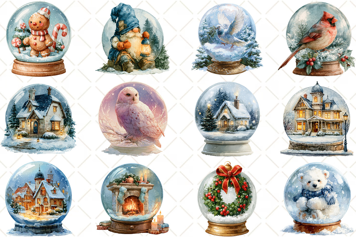 Watercolor Christmas Snow Globe, a Seasonal Illustration by Black Bird Studio (Photo 3 of 7)