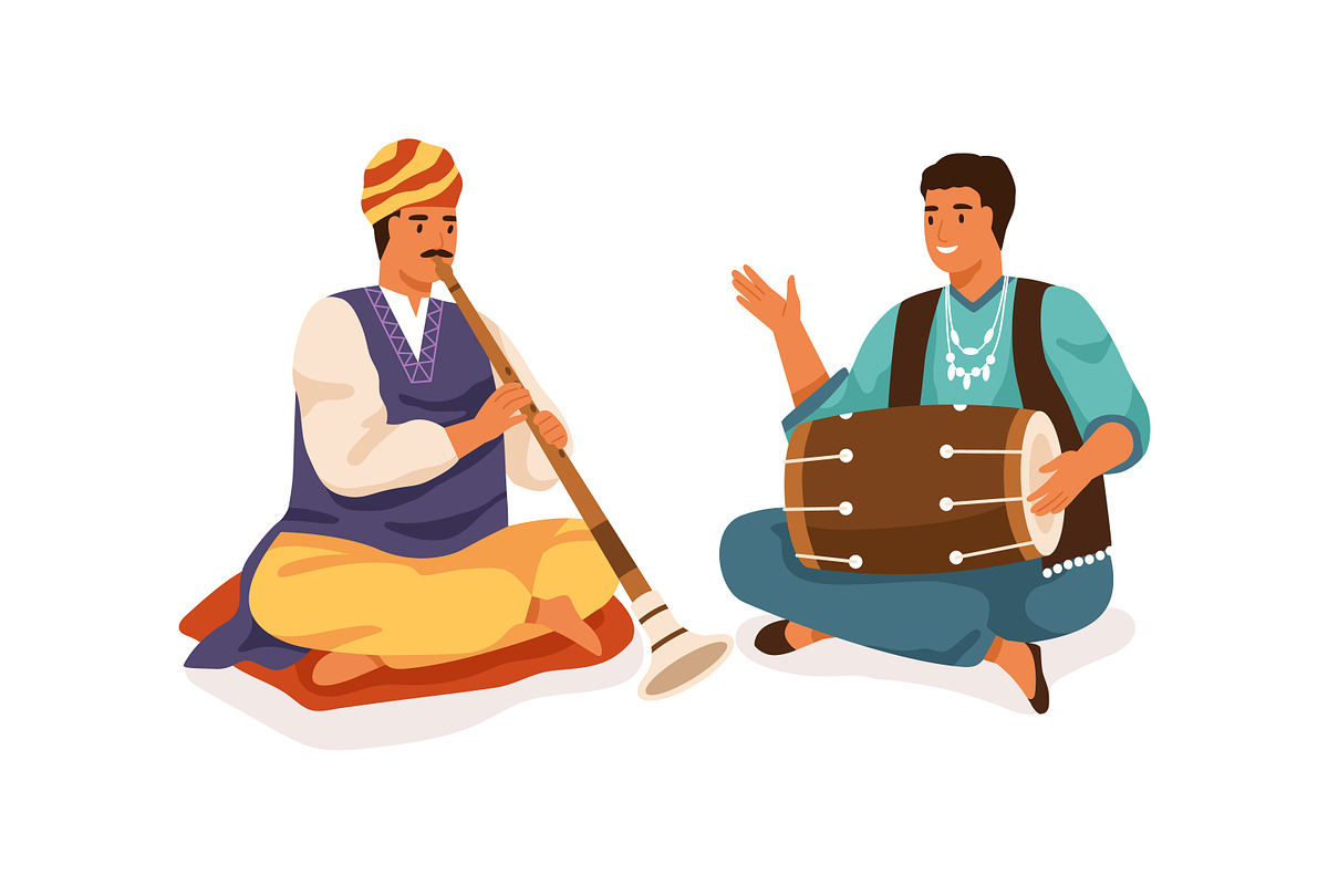 Indian musicians and dancers set, a Person Illustration by Good Studio (Photo 4 of 6)