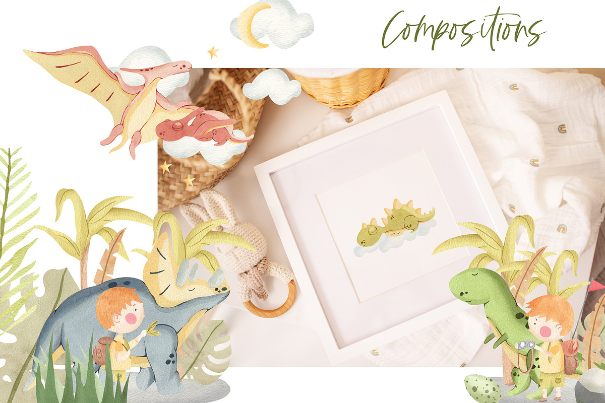 Dino Land Watercolor Clipart, an Animal Illustration by natalisart (Photo 5 of 11)
