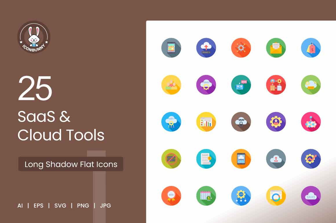 25 SaaS & Cloud Tools Icons, an Icon by IconBunny
