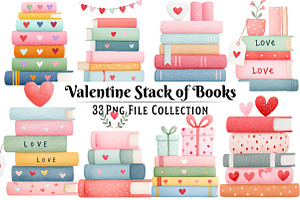 Valentine Stack of Books Clipart, an Illustration by Dream Creation
