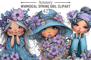 Whimsical Spring Girl Clipart, an Illustration by designcity5