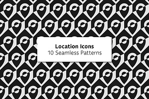 Location Icons - 10 Seamless Pattern