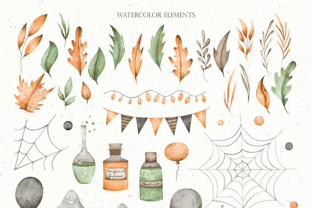 Watercolor Halloween set, an Object Graphic by OrangePeafowlArt (Photo 3 of 21)