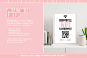 Pink & Black WiFi QR Code Sign, a Stationery Template by SunshineStudioBoutique (Thumbnail 3 of 10)