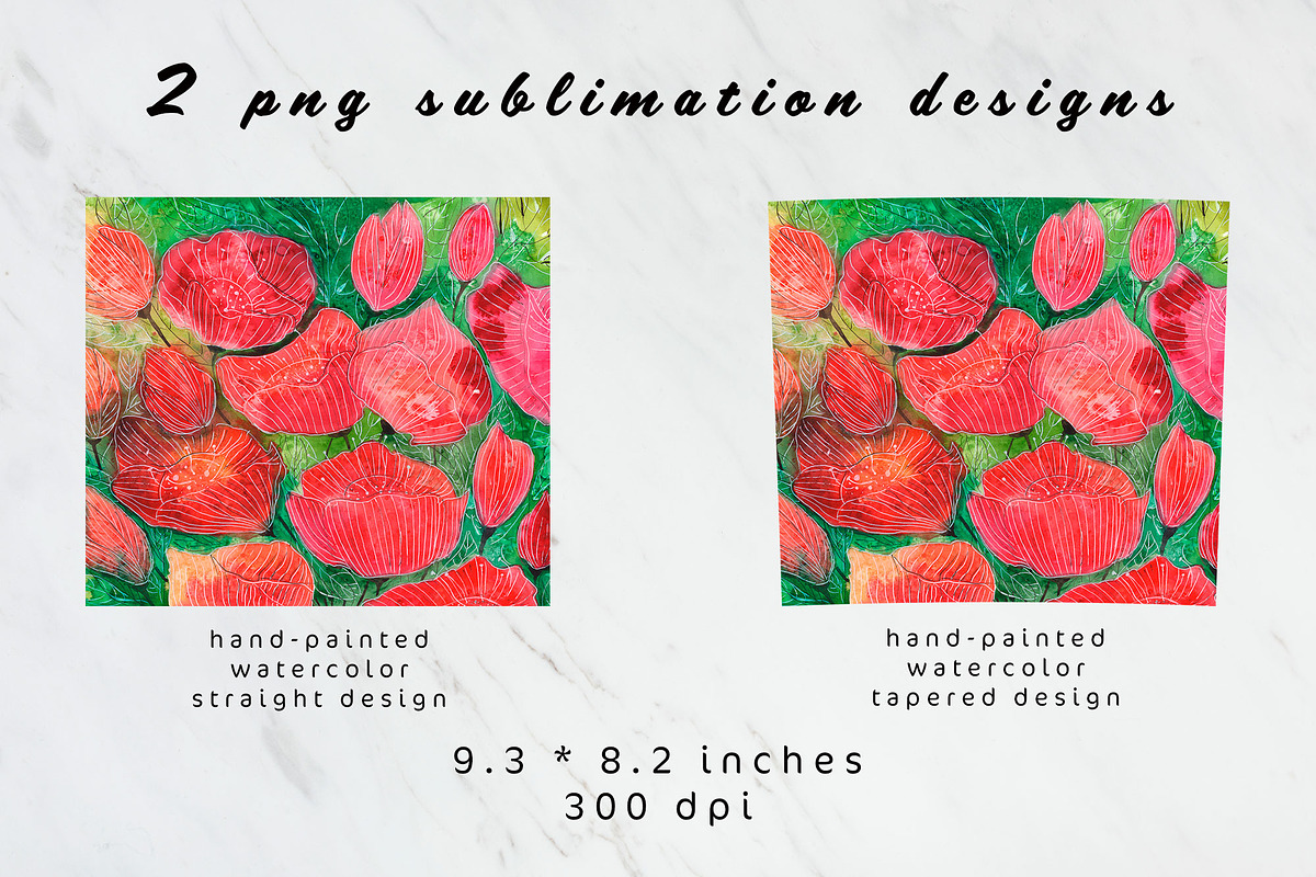 Red poppies sublimation tumbler, an Object Graphic by AnastasiaWatercolor (Photo 3 of 3)